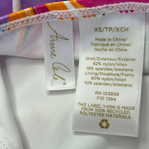 Anne Cole 3 Piece Set Swimsuit Floral Bikini Top White Bottom Women's XS NWT - Picture 9 of 9